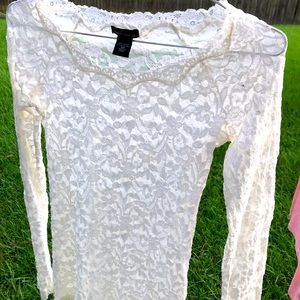 Off White lace long sleeve top XS
